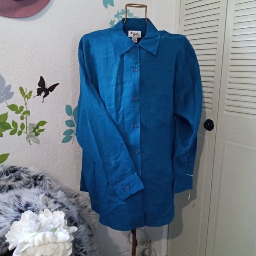 ANN GERLIN Blue turquoise‎ WOMEN'S  blouse size 18
